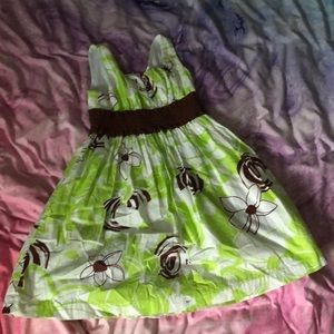Brown white and green dress